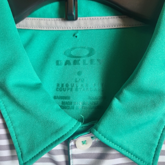 Oakley Hydrolix Polo Shirt Men's Extra Large Green White Golf Active Pullover - Picture 3 of 4